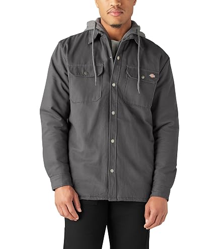 【美品】EXAMPLE×Dickies ダークグレー ジップアップジャケット Dickies Mens Sherpa Lined Fleece Zip Hoodie Jacket, Dark Heather